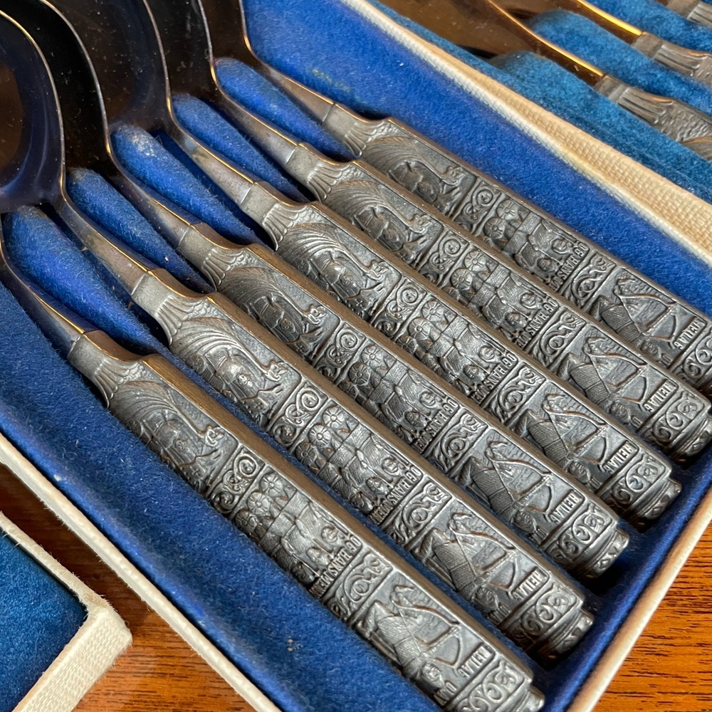 Norwegian Hardanger KONGE TINN pewter/stainless steel Viking flatware set - Picture 3 of 14